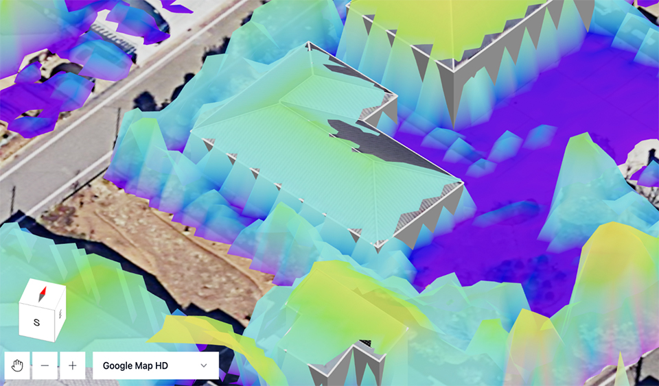 高解像度の衛星写真と3Dデータを活用することで、対象の住宅を正確にモデリング