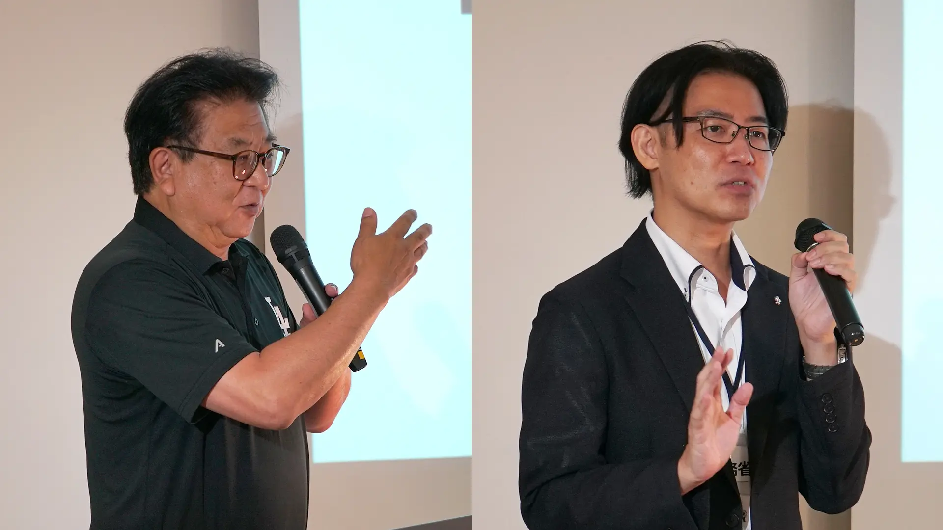 福田正氏（左：ICTスタートアップリーグ運営会合長）、野間邦夫氏（右：総務省）（右：総務省）