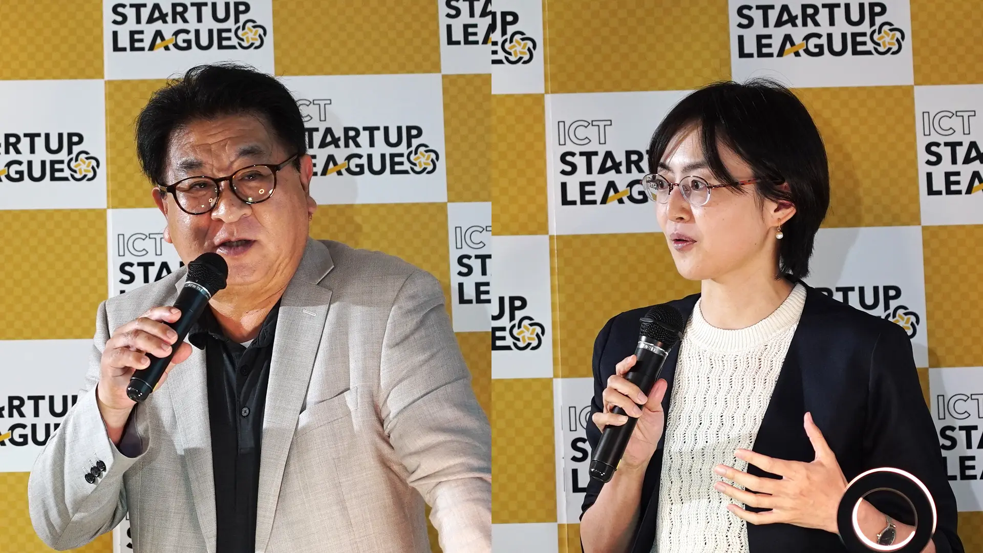 福田正氏（左：ICTスタートアップリーグ運営会合長）、瀨田尚子氏（右：総務省）