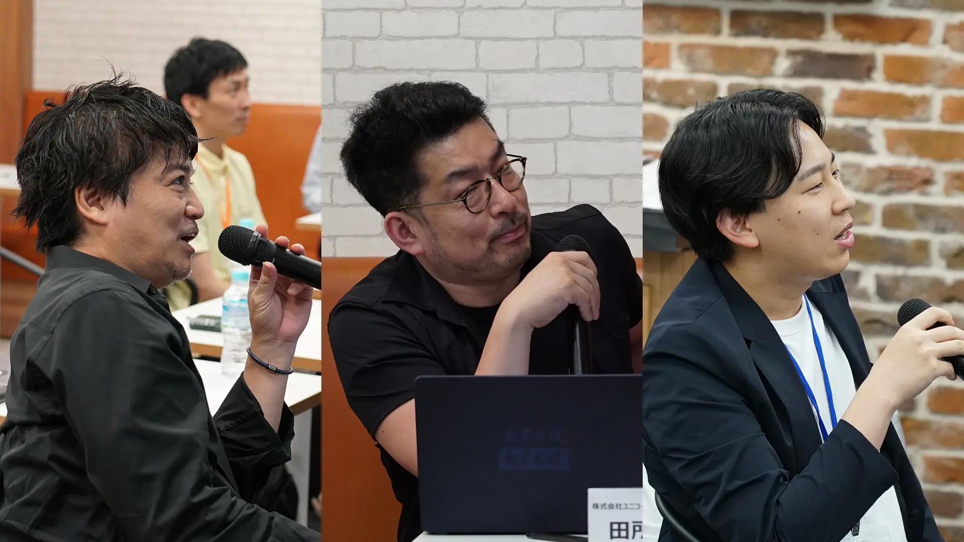 平英晴氏（左：選考評価委員）、田所雅之氏（中：株式会社ユニコーンファーム）、上井智寛氏（右：支援機関 株式会社奥村組）